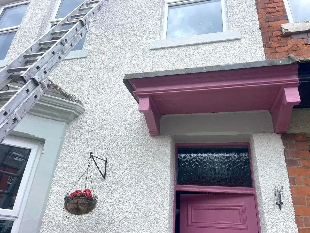 newcastle home exterior render wall door painted tulip decor